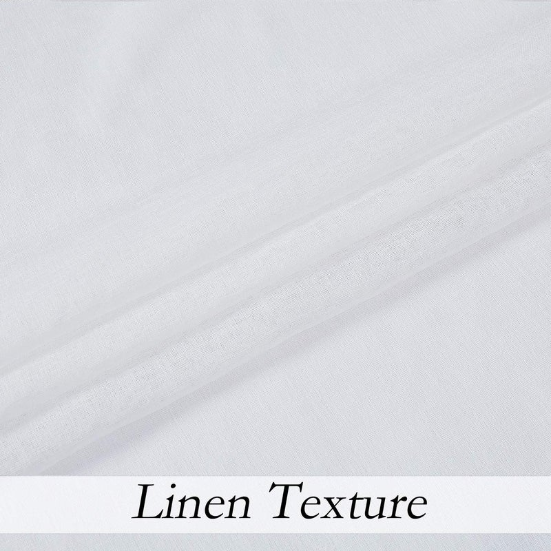 Central Park White Sheer Window Curtain Panels Linen Texture Solid Window Treatment Sets Drape Pairs Rod Pocket Curtains for Living and Bedroom Rustic Farmhouse 84 inches Long, 2 Panels - Image 4